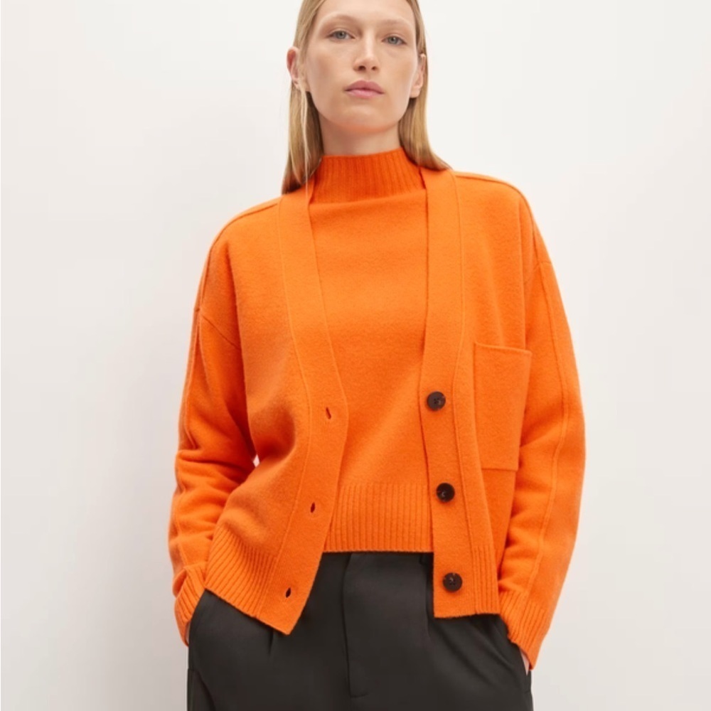 Everlane Orange Wool Cardigan Size Small